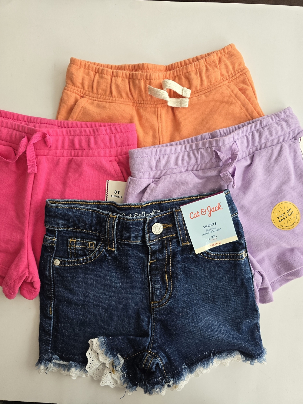 Cat & Jack Girls Shorts Bundle - Pink, Orange, Lavender, Blue Denim